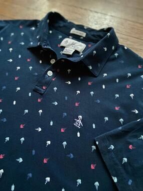 PENGUIN Heritage Slim-Fit Navy Blue Ice Cream Cone Polo sz XL